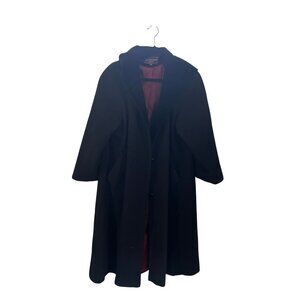 Kristen Blake button front black wool hooded  long coat size 6P